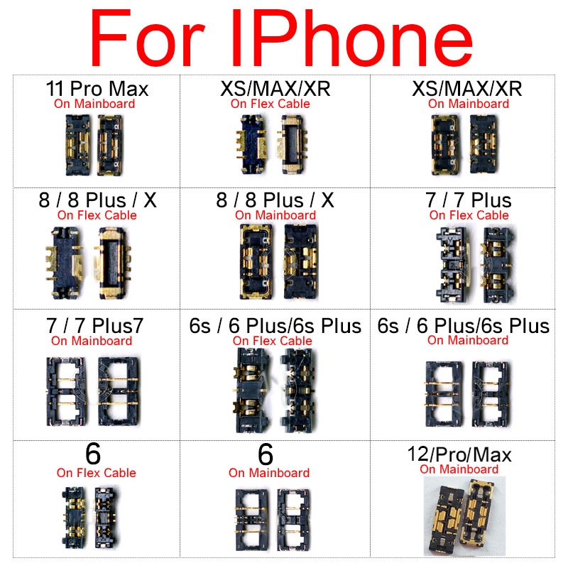 คลิปเชื่อมต่อแบตเตอรี่ FPC 2 ชิ้น สําหรับ iphone 11 12 Pro Max XS XR X 6 6s 7 8 Plus SE2020
