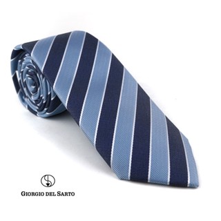 Giorgio Del Sarto Necktie 7.5cm Blue  Fabric Texture เนคไทสีฟ้ามีเท็กเจอร์