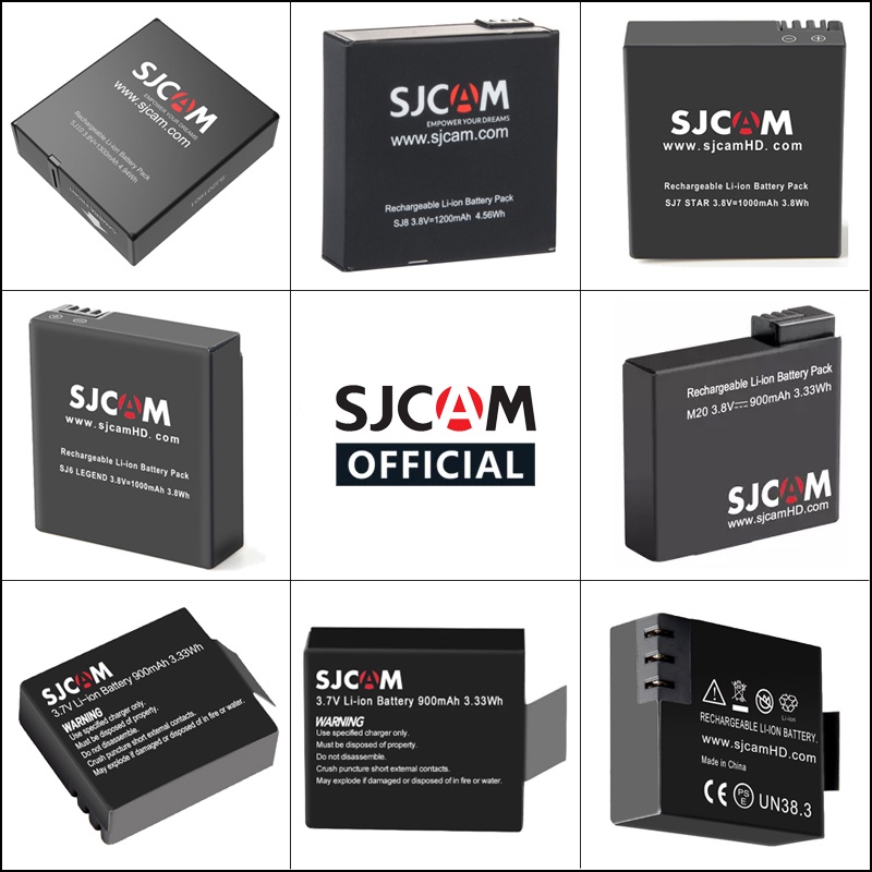 SJCAM แบตเตอรี่สำหรับ SJCAM SJ10Pro SJ10X SJ9 SJ8 SJ6 SJ7 M20 SJ4000 SJ5000 Series Action กล้องอุปกรณ์เสริม