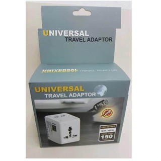 ปลั๊กไฟ Dual USB Universal Adapter All in Oneรุ่นSquare พร้อมUSBเสียบชาร์ตแบตมือถือ/ไอแพด ใช้ได้ทั่วโลก