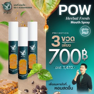 พาวเมาท์สเปรย์ 3 ขวด POW สเปรย์น้ำพูลคาว สำหรับพ่นในช่องปาก ลดการอักเสบลมหายใจสดชื่น มีโพรพอลิส (Propolis)