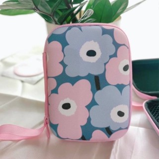 MRMK กล่องใส่ PWB , HDD , หูฟัง , เอนกประสงค์, Size L ลาย MARIMEKKO PINK GRAY งานดี evaกันกระแทก ขนาด13.5x9.5x3.5cm 8118