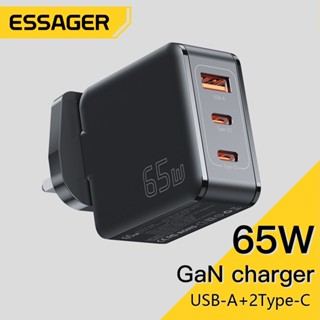 Essager อะแดปเตอร์ชาร์จ 65w GAN 3 usb type c ชาร์จเร็ว สําหรับ ipd samsung โทรศัพท์มือถือ