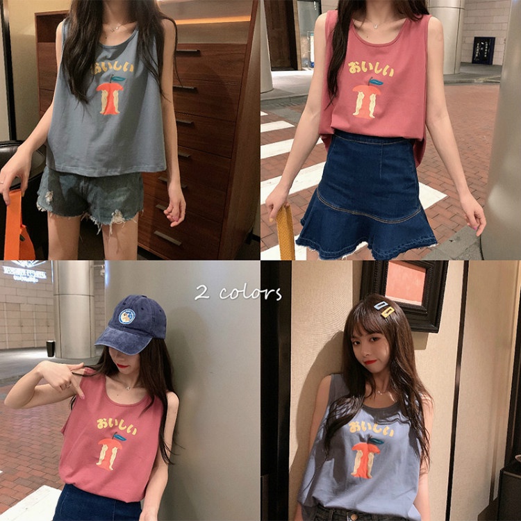 Lucky88  2343#🪐เสื้อยืดแขนกุดผู้หญิง Oversize เสื้อผ้าแฟชั่นวัยรุ่น เสื้อเสริมบ่า สไตล์ญี่ปุ่น