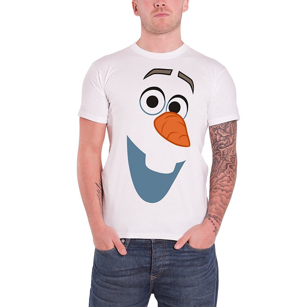 [COD]Mowei7 {พร้อมส่ง} เสื้อยืดผ้าฝ้าย 100% พิมพ์ลาย Frozen Olaf Snowman Face พลัสไซซ์ แฟชั่นผู้ชาย ไซซ์ XS-6XLS-5XL