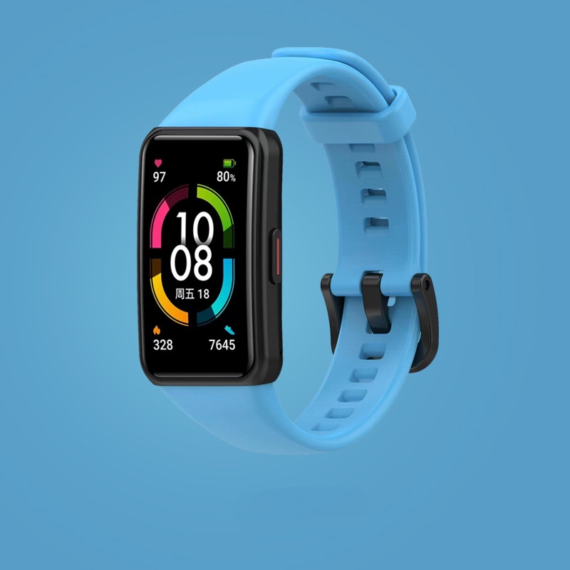 Honor Band 6 สายนาฬิกาข้อมือซิลิโคน แบบเปลี่ยน สําหรับ Huawei Band 6 สายนาฬิกาที่สะดวกสบายและระบายอากาศได้ดี