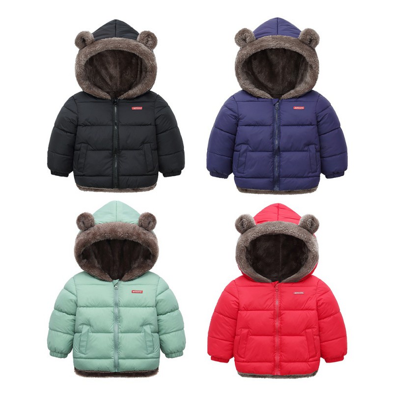 [kidsc ] Hot in Spring and Winter Lamb Fleece Hoodie with Ears for Boys and Girls Long Sleeve Warm Jacket