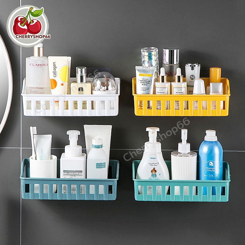 ชั้นวางของติดผนัง ตะกร้าวางของในห้องน้ำ ะกร้าวางของในห้องน้ำ ชั้นเก็บของ มัลติฟังก์ชั่น ไม่ต้องเจาะผนัง - รูปที่ 3