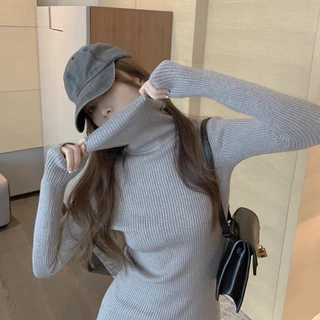 มินิเดรสไหมพรมคอเต่า เดรสไหมพรม ทรงสลิมเข้ารูป อวดหุ่น (มีทั้งแบบสั้นและยาวถึงเข่า)