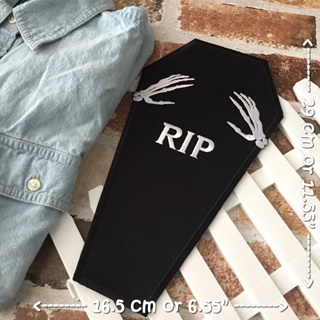 โลงศพ RIP ตัวรีดติดเสื้อ อาร์มรีด อาร์มปัก ตกแต่งเสื้อผ้า หมวก กระเป๋า แจ๊คเก็ตยีนส์ Embroidered Iron on Patch ขนาดใหญ่