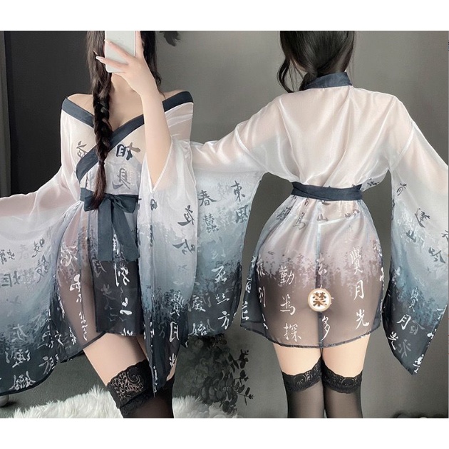 พร้อมส่งจากไทย ชุดคลุมผ้าซีฟอง ชุดจีน กี่เพ้า กิโมโน