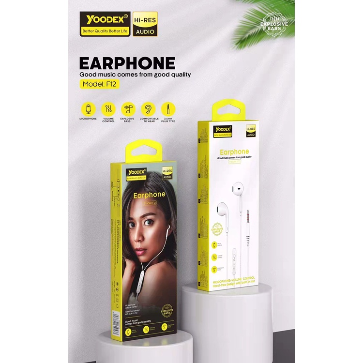 YOODEX หูฟังอินเอียร์ แบบมีสาย หูฟังกีฬาWired Headphone Headset Stereo เบสแน่นเสียงดี ช่องเสียบ 3.5ม