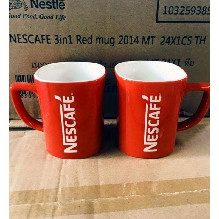 #พร้อมส่ง#แก้ว Nescafe เรดคัพ ออริจินัล แดงล้วน ใช้ชงกาแฟ ทนความร้อน เข้าไมโครเวฟได้ ขนาด 250 ml.#แก้วเนสกาแฟสีแดง#กาแฟ