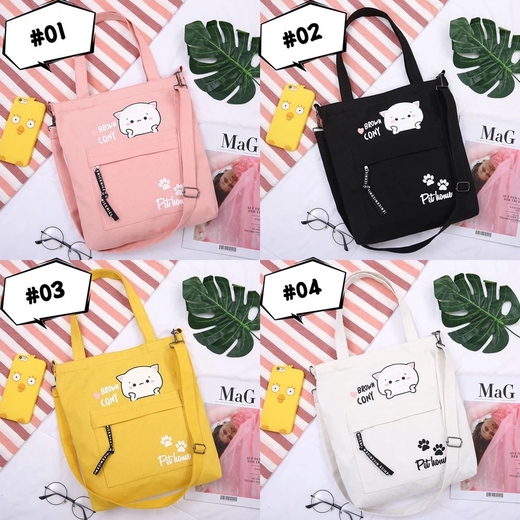 กระเป๋าผ้าแคนวาสใบใหญ่สะพายข้างใส่ของได้เยอะ JH5088