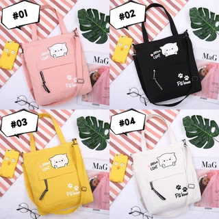 กระเป๋าผ้าแคนวาสใบใหญ่สะพายข้างใส่ของได้เยอะ JH5088