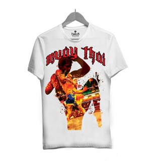 เสื้อยืดราคาถูก สีขาวคอกลมลาย Muaythai fire3