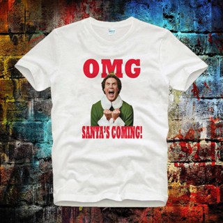 [COD] เสื้อยืดผ้าฝ้าย 100% พิมพ์ลาย Omg SantaS Coming Elf Xmas B426 โอเวอร์ไซซ์ ของขวัญคริสต์มาส สําหรั