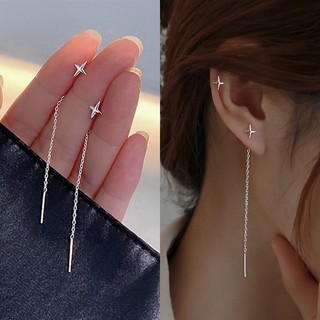 Trend Long Wire Tassel Thread Chain Climb Star Heart Beads Pendants Drop Earrings Women's Straight Hanging Earings Jewelry