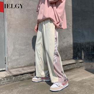 Ielgy ชุดเอี๊ยมลําลอง ทรงหลวม สีตัดกัน สําหรับผู้ชาย
