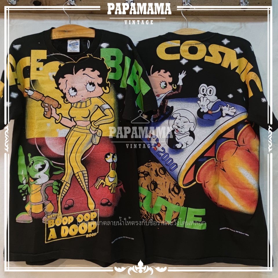 [ BETTY BOOP ] Cosmic Cutie  All Over Print  the Original BOOTLEG เสื้อการ์ตูน เสื้อวินเทจ papamama vintage shirt