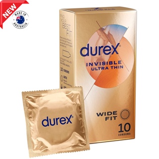 Durex Invisible Ultra Thin Wide Fit Condoms 56mm Pack of 10 ถุงยางอนามัยรุ่นพิเศษสินค้านำเข้าจากออสเตรเลียพร้อมส่ง