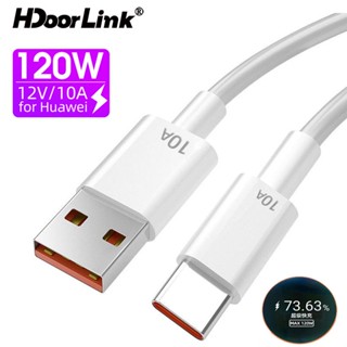 Hdoolink สายชาร์จ USB Type C 120W 10A ชาร์จเร็ว สําหรับ Huawei Mate 40 / สายผูกสีดำ