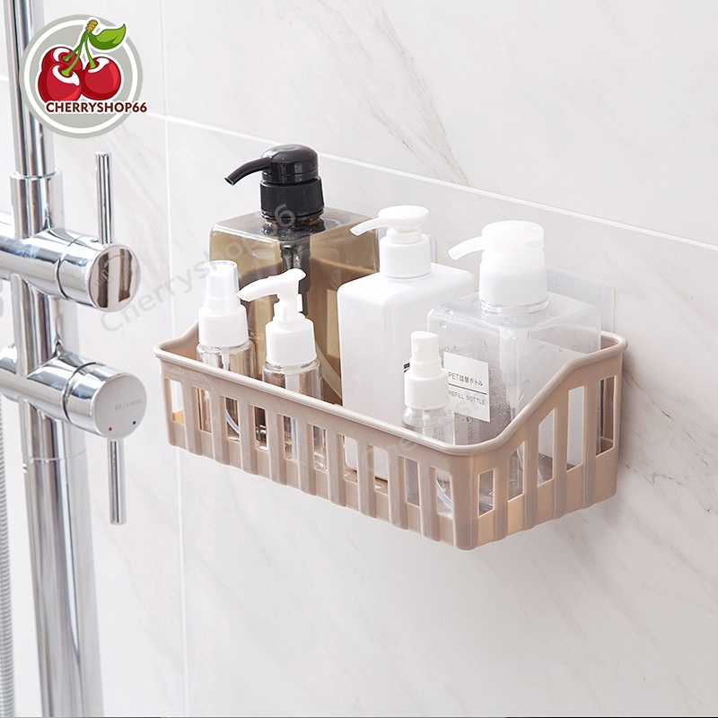 ชั้นวางของติดผนัง ตะกร้าวางของในห้องน้ำ ะกร้าวางของในห้องน้ำ ชั้นเก็บของ มัลติฟังก์ชั่น ไม่ต้องเจาะผนัง - รูปที่ 7