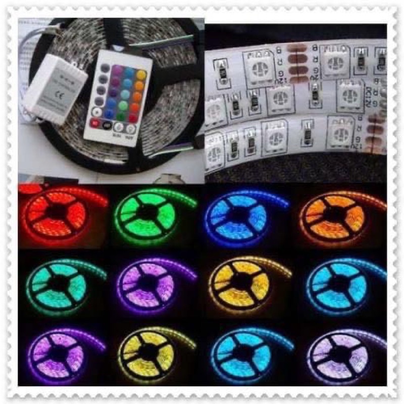 ไฟม้วนเปลี่ยนสี ไฟม้วนชิปใหญ่ 5050 RGB ขนาดยาว 5 เมตร ไฟรถยนต์ มีไฟ 12v และ 24v