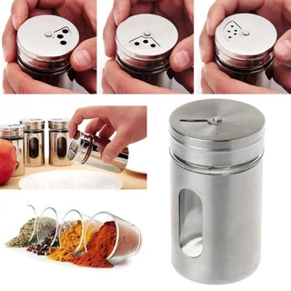 MUSI.HOME【ราคาถูก】H24 ขวดใส่เครื่องปรุงป่น ขวดพริกไทย กระปุกเครื่องปรุง ใสเห็นด้านใน ฝาสแตนเลส พริกป่น เครื่องปรุงผง