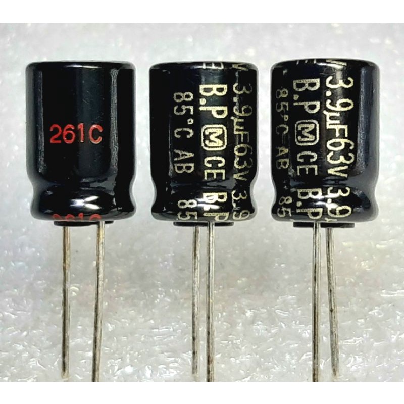Panasonic CE B.P 3.9uf 63v Bipolar capacitor ตัวเก็บประจุ คาปาซิเตอร์ ไม่มีขั้ว ไบโพลาร์ BP nonpolar