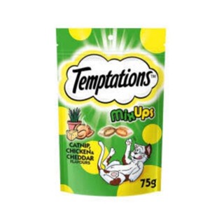 Temptations  mix-ups ขนมแมวแคลลอรี่ต่ำ รสแคทนิป ไก่และชีส 75 กรัม