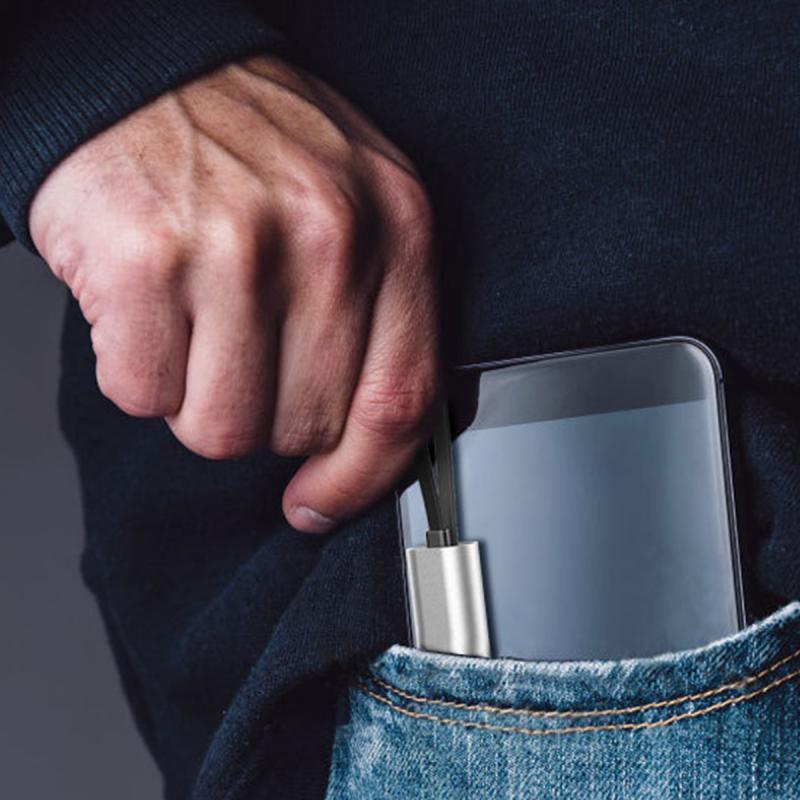 Ankndo 3 In 1 สายชาร์จ USB เป็น Micro USB Type-C Lightning ยืดหดได้ 2.4A ชาร์จเร็ว - รูปที่ 5