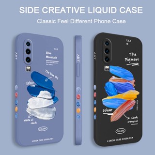 เคสโทรศัพท์มือถือ ซิลิโคนเหลว ป้องกัน รอบด้าน สีสันสดใส สําหรับ Huawei P30 P20 Pro Lite 2019