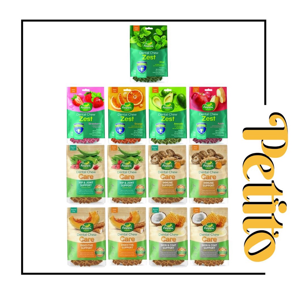 HAPPI DOGGY Dental Chew Zest/Care Treats for Dog 150g/HardChew(18pcs Petite 2.5/6pcs ปกติ 4") /Dog Snack Dog Treats