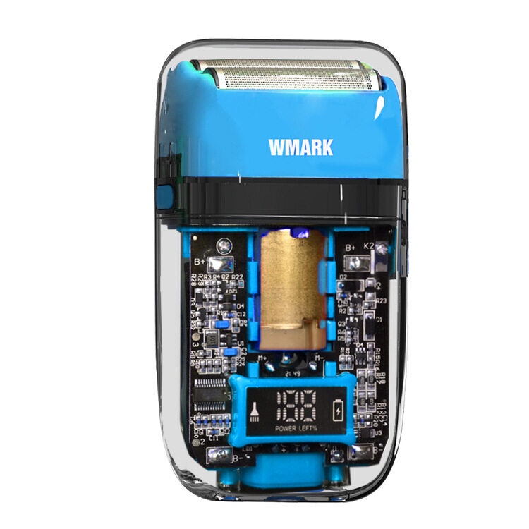 Wmark NG-988 โปร่งใสไทเทเนียมใบมีดหัวลูกสูบ USB เครื่องโกนหนวดไฟฟ้าผู้ชายน้ํามันหัว Brightener