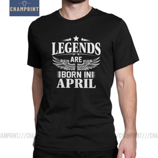 เสื้อยืดผ้าฝ้ายพรีเมี่ยม เสื้อยืดแขนสั้น ผ้าฝ้ายแท้ สวมใส่สบาย ลาย Legends Are Born In April ครบรอบ สไตล์วินเทจ สําหรับผ