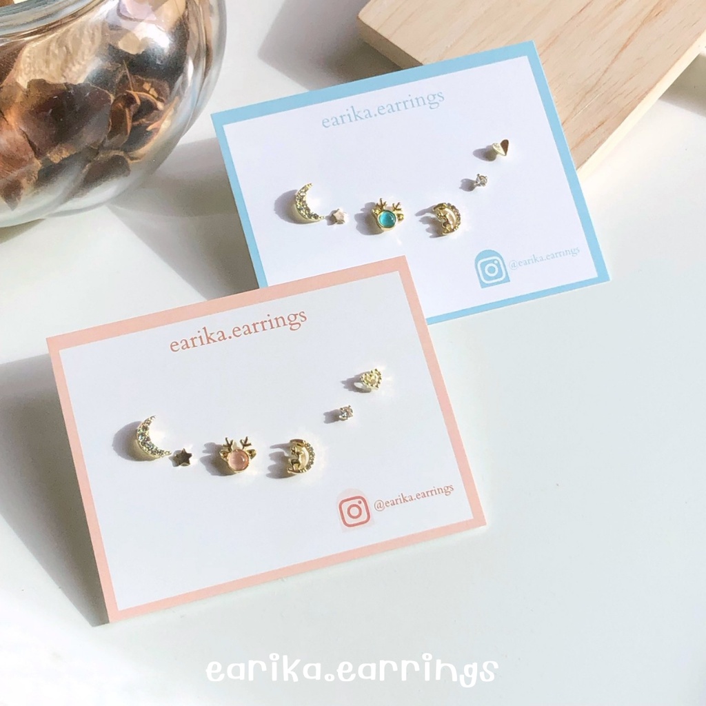 earika.earrings - moonlight reindeer set เซ็ตต่างหูเรนเดียร์สีทองก้านเงินแท้ชุบทอง ผิวแพ้ง่ายใส่ได้