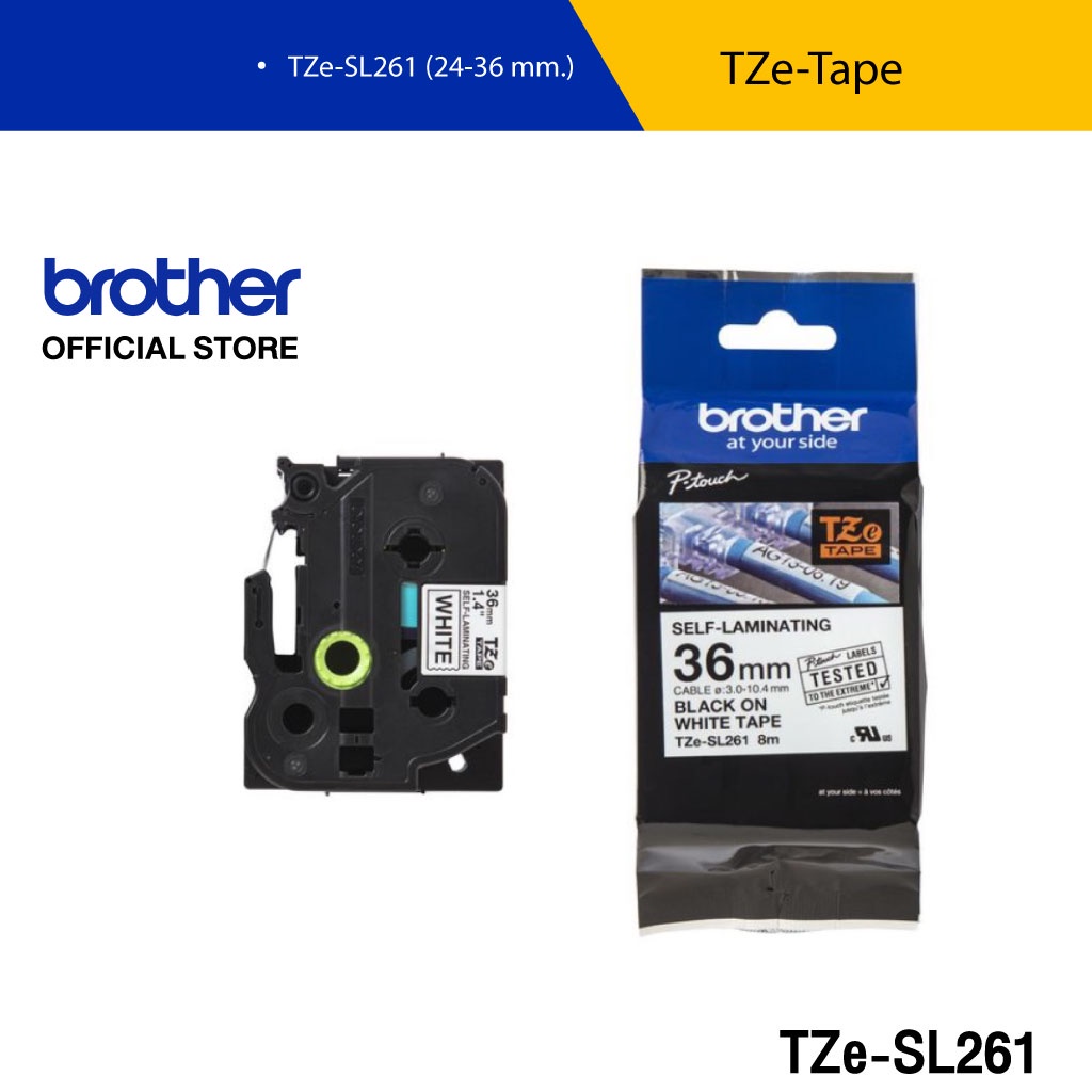 Brother Self Laminated tape สำหรับงานติดสาย ขนาด 36 มม. ใช้กับรุ่น PT-E550WVP, PT-P900W, PT-P950NW, 