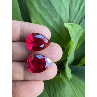 Lab Ruby pear pineapple cutting 13x18mm-  กะรัต ทับทิม Lab Ruby heat(13X18) มิลลิเมตร สีแดง ทับทิม รูบี้ เหลี่ย