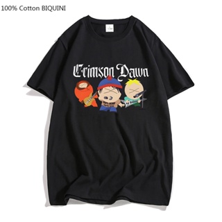 เสื้อยืดคอกลม แขนสั้น ผ้าฝ้าย 100% พิมพ์ลายการ์ตูนเกมอนิเมชั่น South park สไตล์อเมริกัน สําหรับผู้ชาย