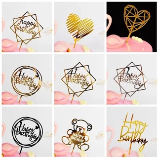 ร้านไทย ส่งเร็ว🌈 ป้ายปักเค้กลายการ์ตูน ป้ายอะคริลิค HBD ป้ายปักเค้ก Happy Birthday อุปกรณ์ตกแต่งเค้ก