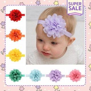 🌈RAINBOWCOLORS🌈 ที่คาดผมเด็กทารกแรกเกิด ชีฟอง ลายดอกไม้ น่ารัก สำหรับเด็กเล็ก no.w04