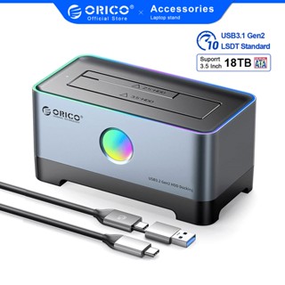 Orico สายเคเบิลฮาร์ดไดรฟ์ภายนอก 3.5 นิ้ว 14 สี RGB USB3.0 Type C 2IN1 เป็น SATA อลูมิเนียม สําหรับ SATA HDD SSD Up to 10Gbps รองรับ 18TB