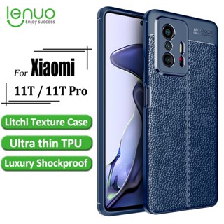 Lenuo เคสโทรศัพท์มือถือ TPU นิ่ม กันกระแทก บางพิเศษ หรูหรา ลายลิ้นจี่ สําหรับ Xiaomi 11T Pro 11T