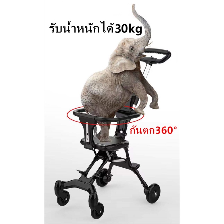 รถเข็นเด็กรุ่นล่าสุด  เบาะใหญ่ แบบ4ล้อ ล็อกล้อได้ พับเก็บได้ PUล้อใหญ่ น้ำหนักเบา รับน้ำหนักได้30kg. รุ่น：TC16 - รูปที่ 2