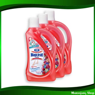 น้ำยาถูพื้น กลิ่นเบอร์รี่ อโรมา ขนาด Floor Cleaner Berry Aroma 500 มล. (แพ็ค3ขวด) มาจิคลีน Magic Clean น้ำยา ทำความสะอาด