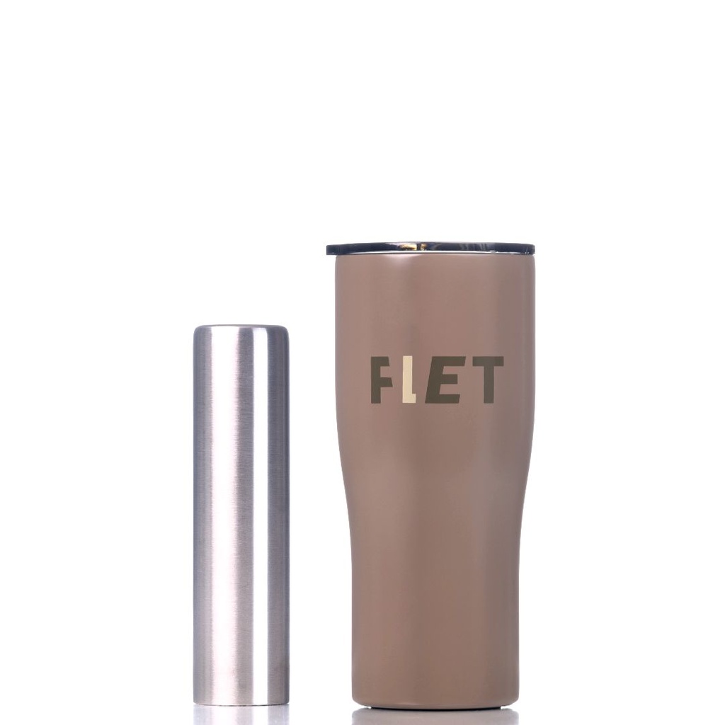 FLET tumbler - สีน้ำตาล - แก้วเก็บความเย็น มาพร้อมแท่งน้ำแข็งสแตนเลส เครื่องดื่มเย็นไม่ต้องใส่น้ำแข็ง