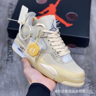 Off WHITE 4 สี OFF WHITE x OFF Air Jordan 4 AJ4 "Sail" รองเท้ากีฬา รองเท้าบาสเก็ตบอล สําหรับผู้ชาย ผู้หญิง BUVR IJVQ