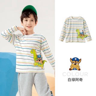 paw patrol เสื้อยืดแขนยาวลําลอง คอกลม พิมพ์ลายการ์ตูน  แฟชั่นฤดูใบไม้ผลิ และฤดูใบไม้ร่วง สําหรับเด็กผู้ชาย