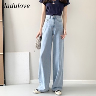 DaDulove💕 New Korean Version of Ins Light Blue Jeans High Waist Loose Wide Leg Pants Fashion Large Size Straight Pants